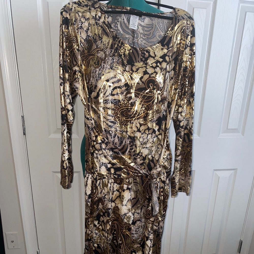 Printed Metallic Dress